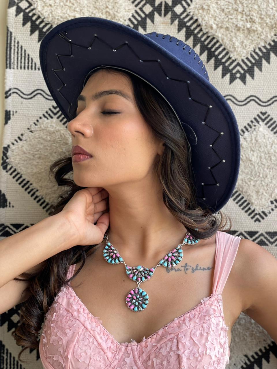 Handmade Sterling Silver Cotton Candy Necklace "Signed Nizhoni"