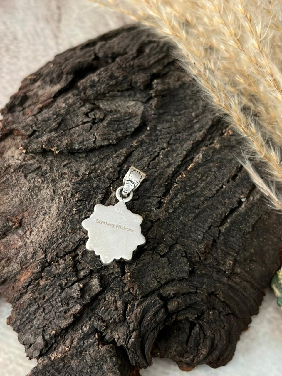 Handmade Sterling Silver Kingman Turquoise Pendant "Signed Nizhoni"