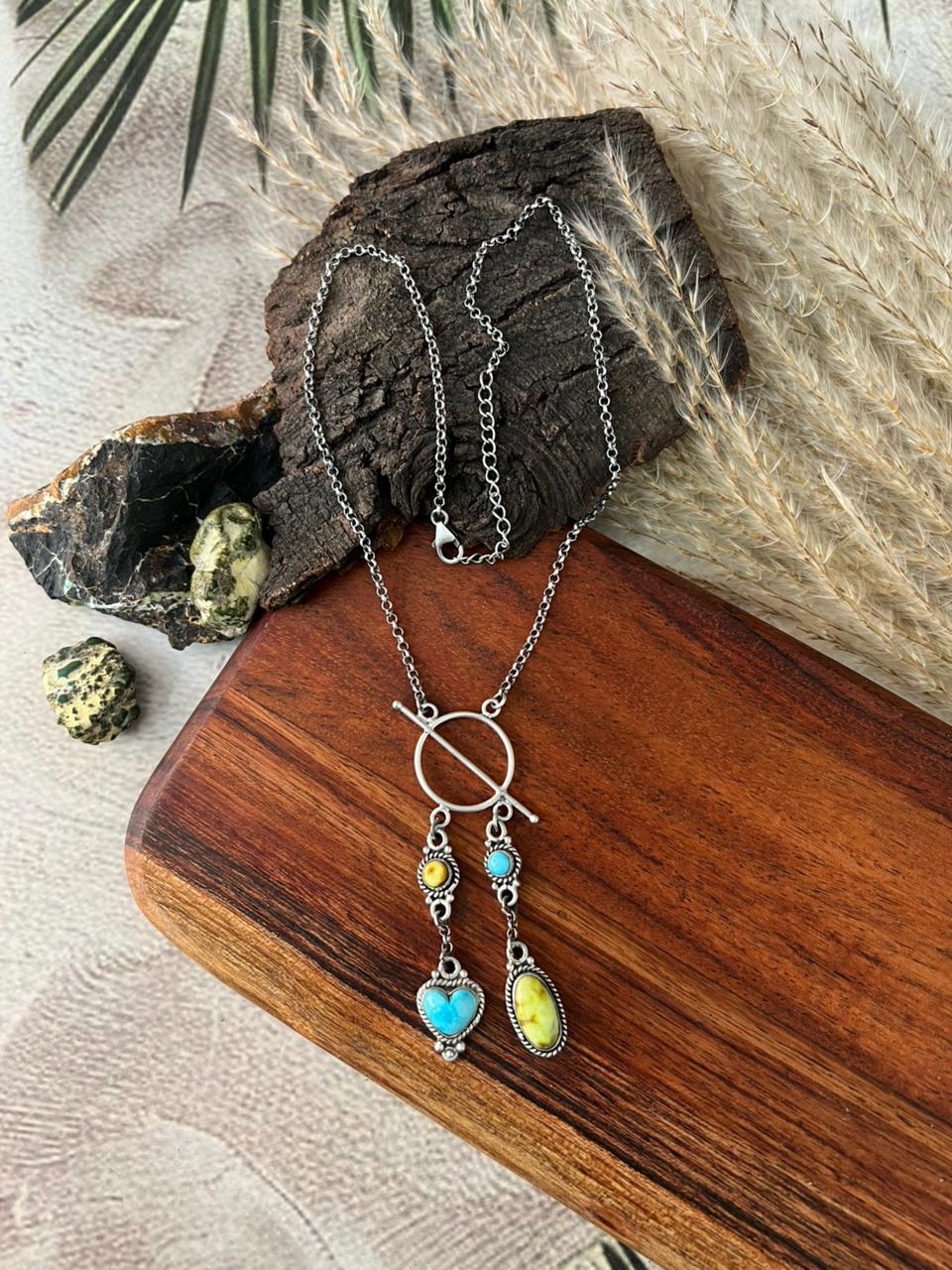 Handmade Sterling Silver Sierra Bella with Palomino Turquoise Collection: Necklace "Signed Nizhoni"