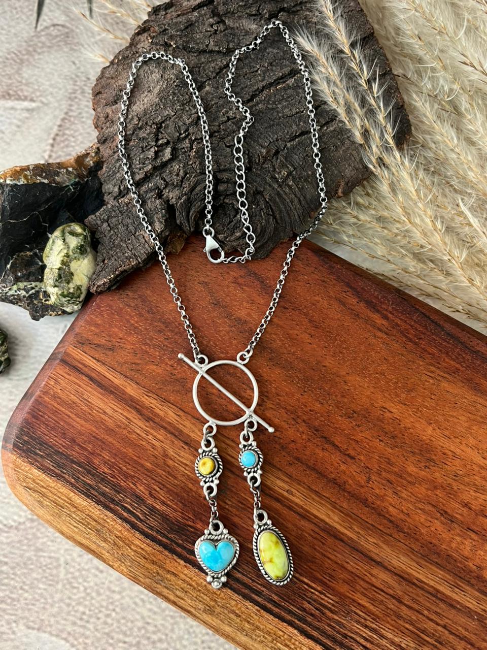 Handmade Sterling Silver Sierra Bella with Palomino Turquoise Collection: Necklace "Signed Nizhoni"