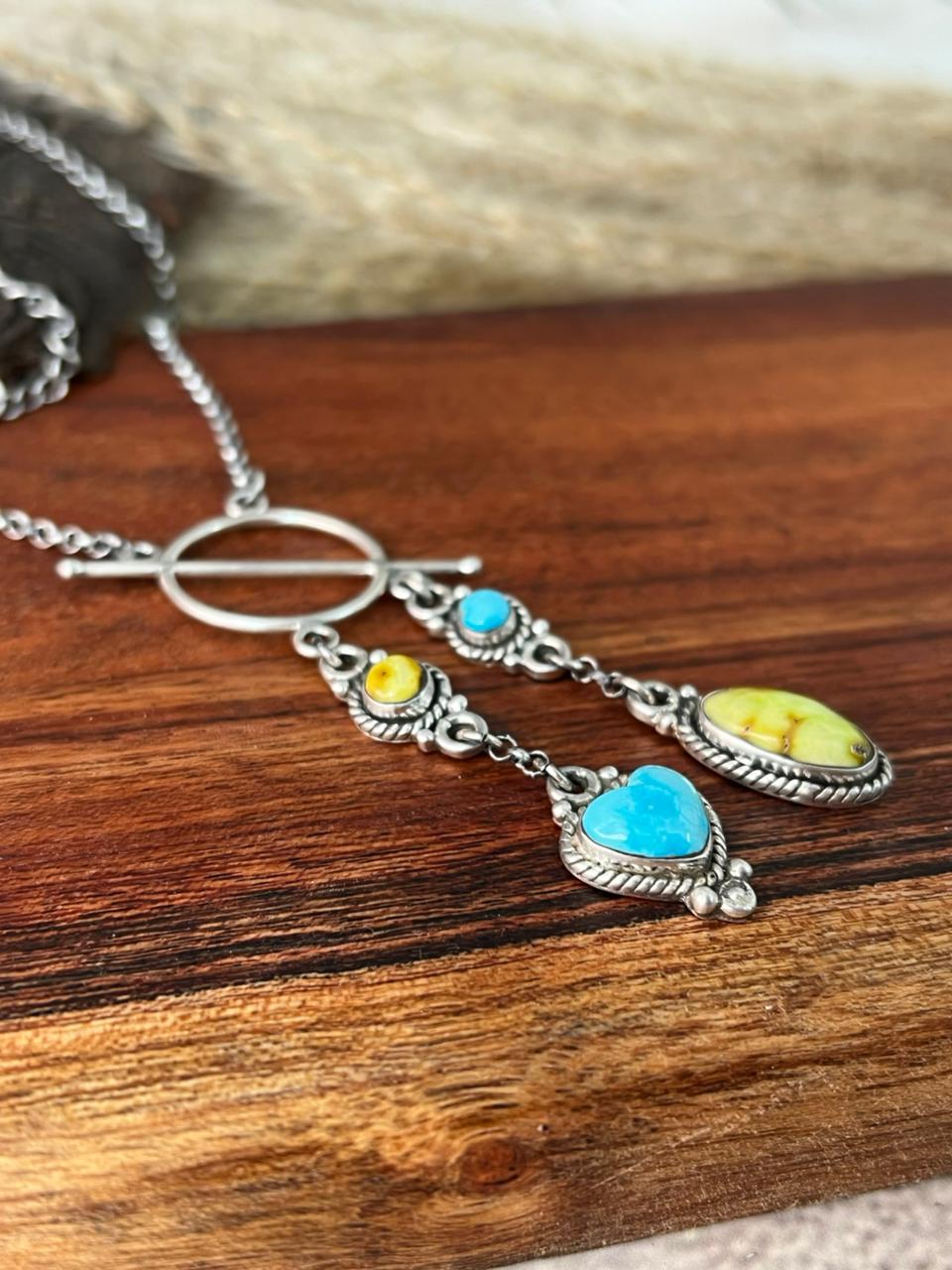 Handmade Sterling Silver Sierra Bella with Palomino Turquoise Collection: Necklace "Signed Nizhoni"