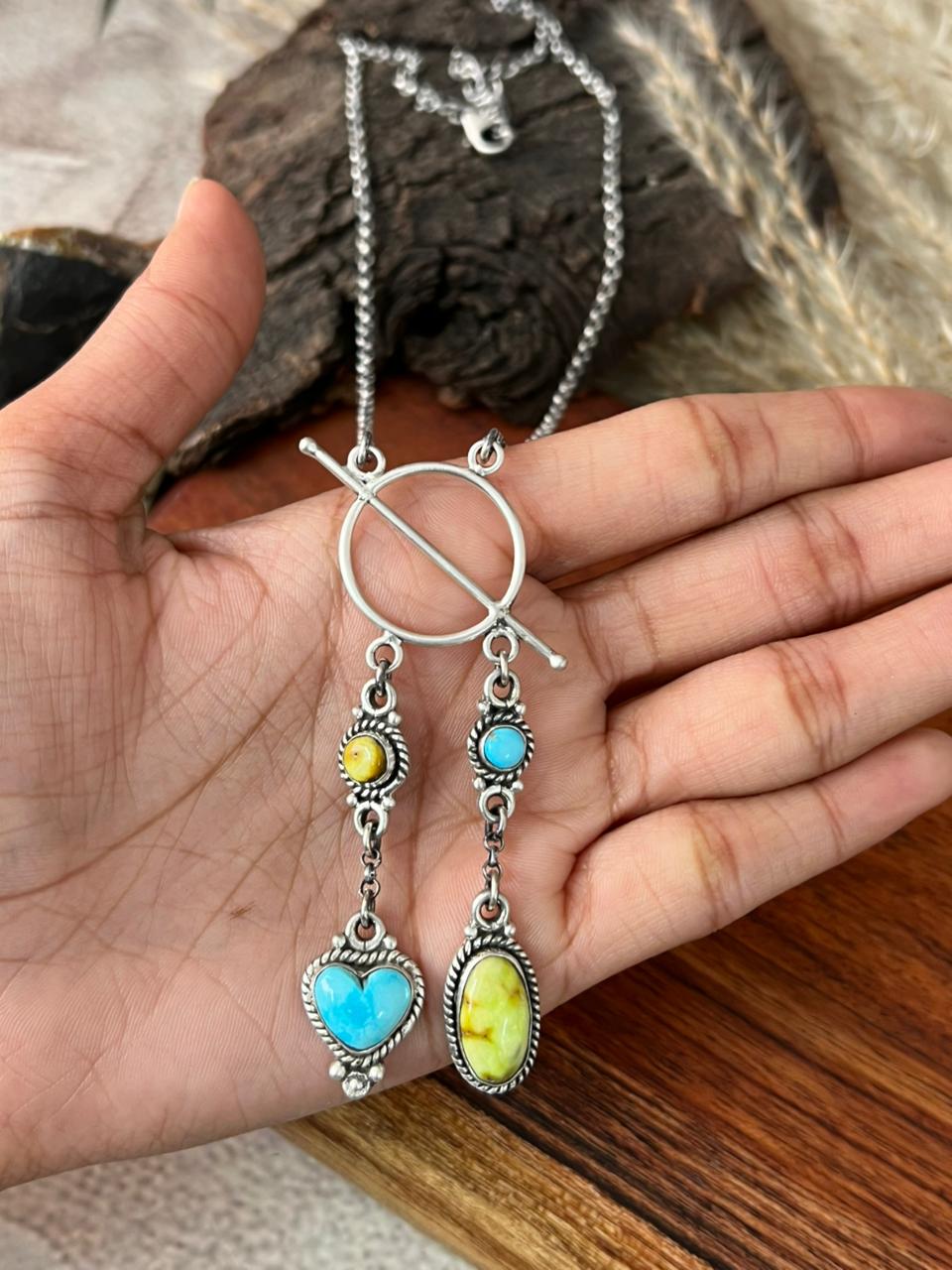 Handmade Sterling Silver Sierra Bella with Palomino Turquoise Collection: Necklace "Signed Nizhoni"