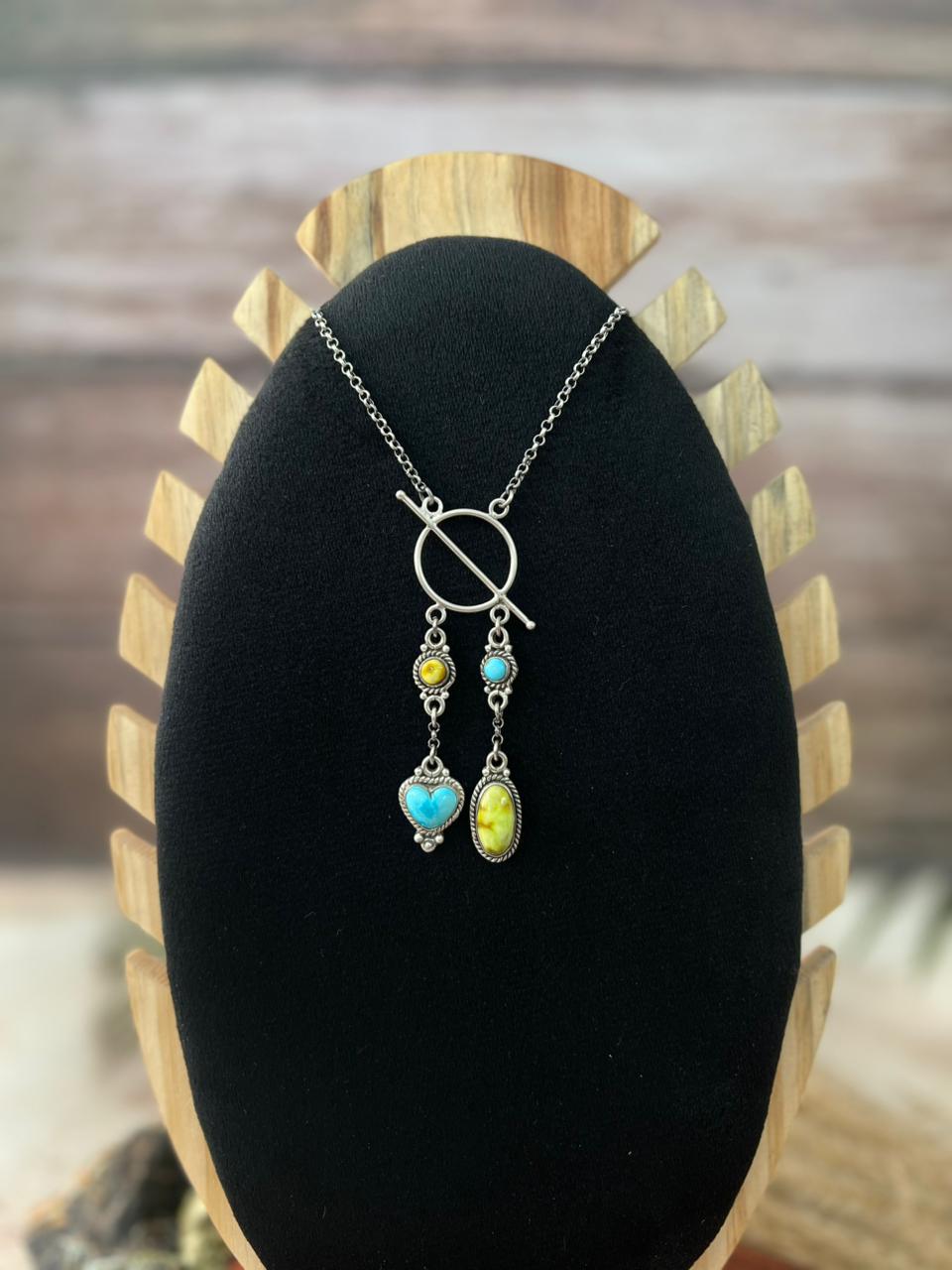 Handmade Sterling Silver Sierra Bella with Palomino Turquoise Collection: Necklace "Signed Nizhoni"