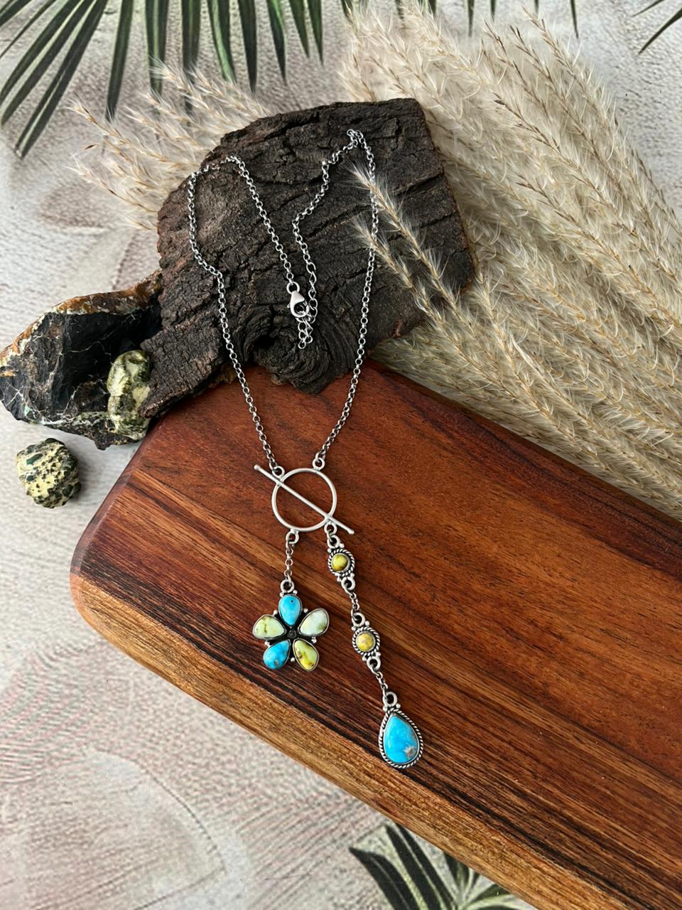 Handmade Sterling Silver Sierra Bella with Palomino Turquoise Collection: Necklace "Signed Nizhoni"