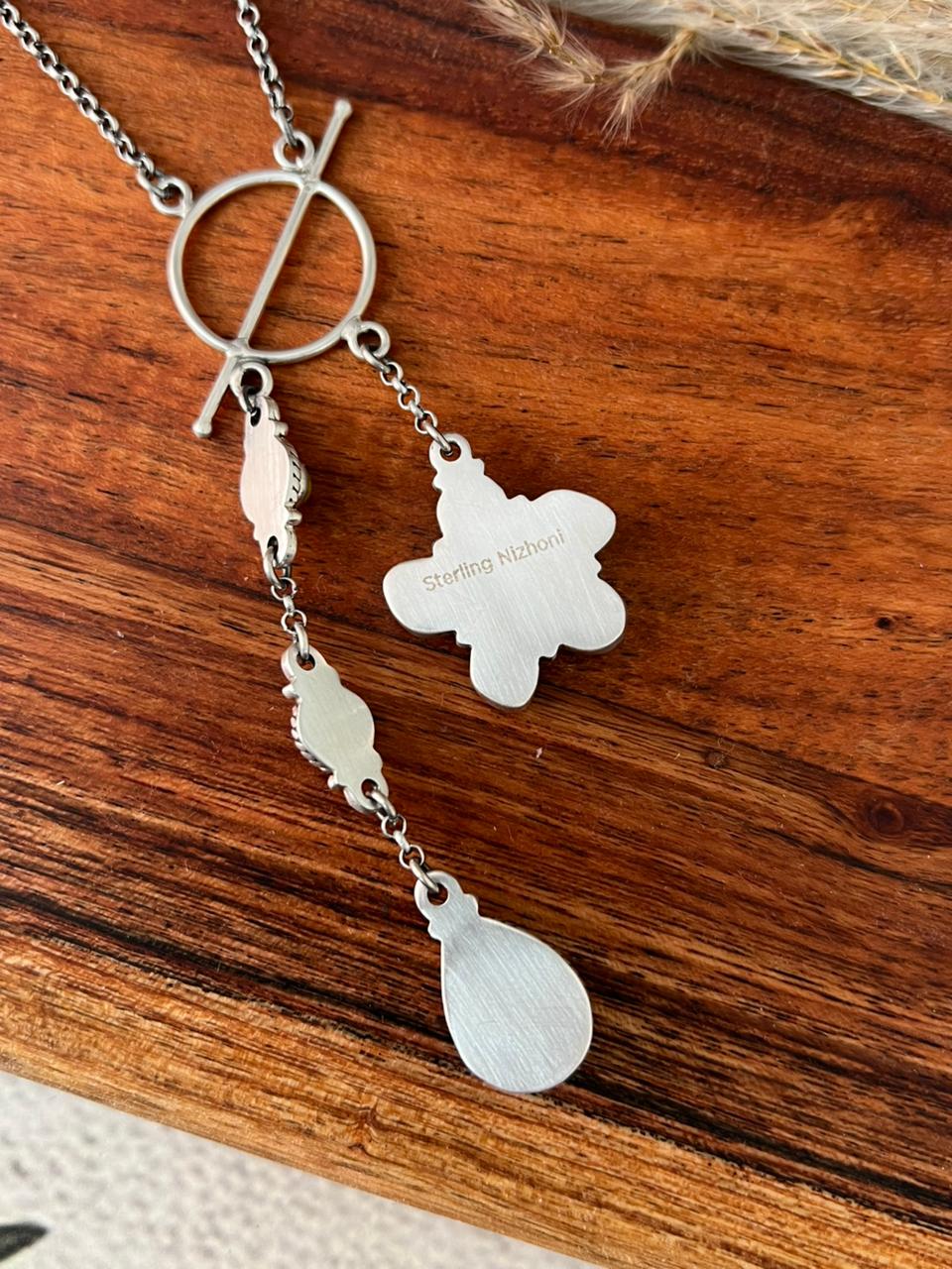Handmade Sterling Silver Sierra Bella with Palomino Turquoise Collection: Necklace "Signed Nizhoni"