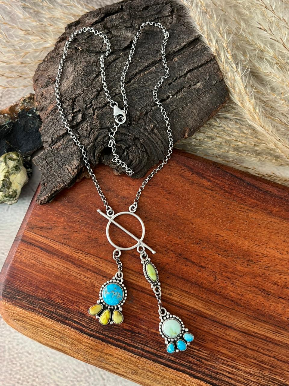 Handmade Sterling Silver Sierra Bella with Palomino Turquoise Collection: Necklace "Signed Nizhoni"