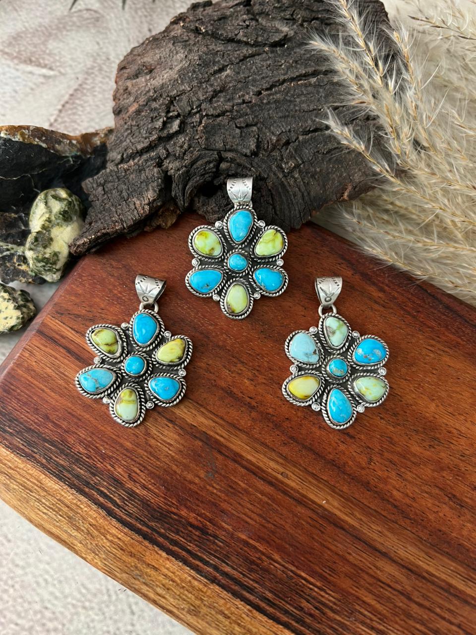 Handmade Sterling Silver Sierra Bella with Palomino Turquoise Collection: Pendant "Signed Nizhoni"