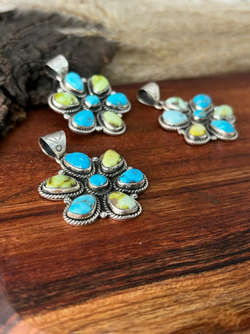 Handmade Sterling Silver Sierra Bella with Palomino Turquoise Collection: Pendant "Signed Nizhoni"