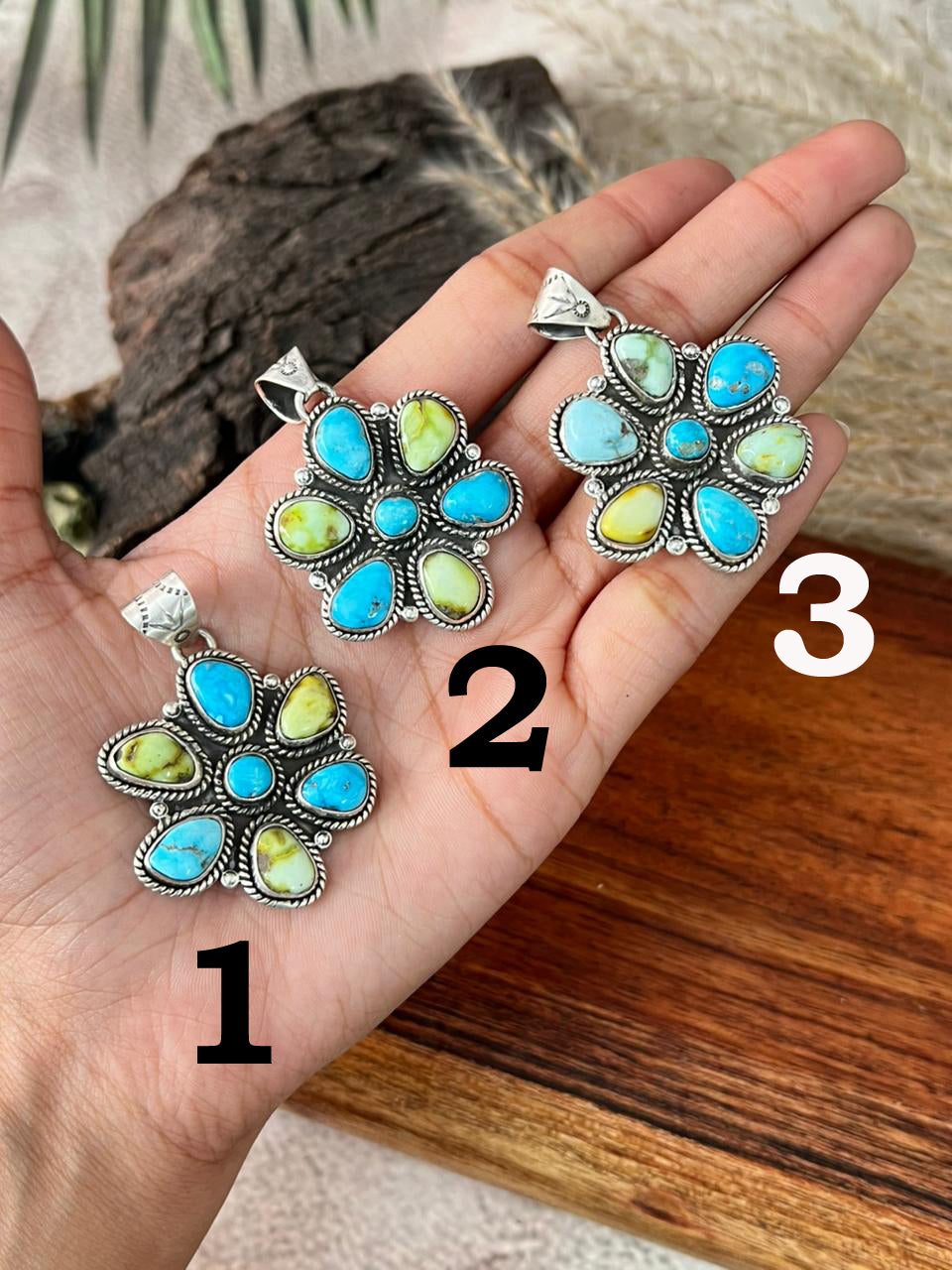 Handmade Sterling Silver Sierra Bella with Palomino Turquoise Collection: Pendant "Signed Nizhoni"