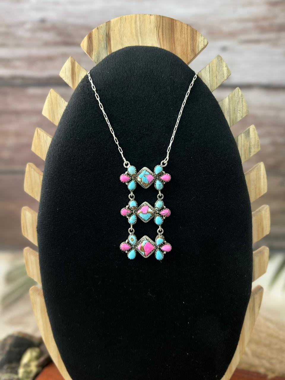 Handmade Sterling Silver Cotton Candy Necklace "Signed Nizhoni"