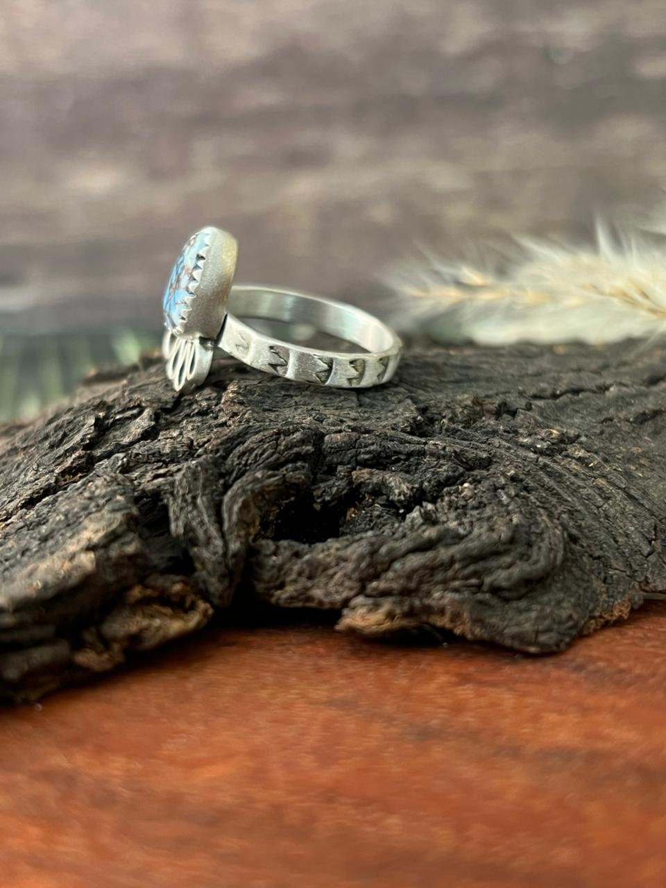 Handmade Sterling Silver Golden Hills Turquoise Adjustable Ring "Signed Nizhoni"