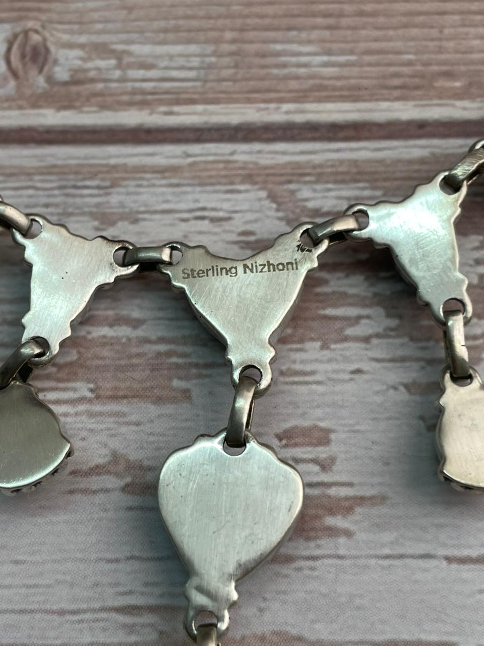 Handmade Sterling Silver Sierra Bella with Palomino Turquoise Collection: Heart Necklace "Signed Nizhoni"