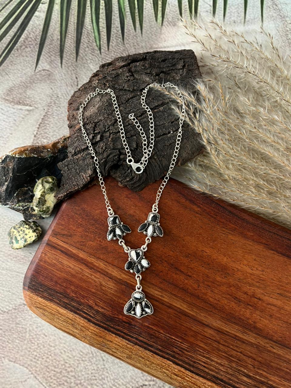 Handmade Sterling Silver White Buffalo Necklace "Signed Nizhoni"