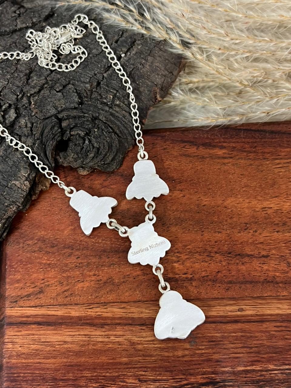 Handmade Sterling Silver White Buffalo Necklace "Signed Nizhoni"