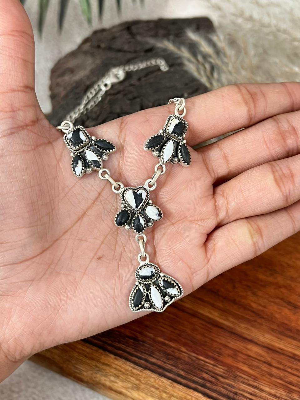 Handmade Sterling Silver White Buffalo Necklace "Signed Nizhoni"