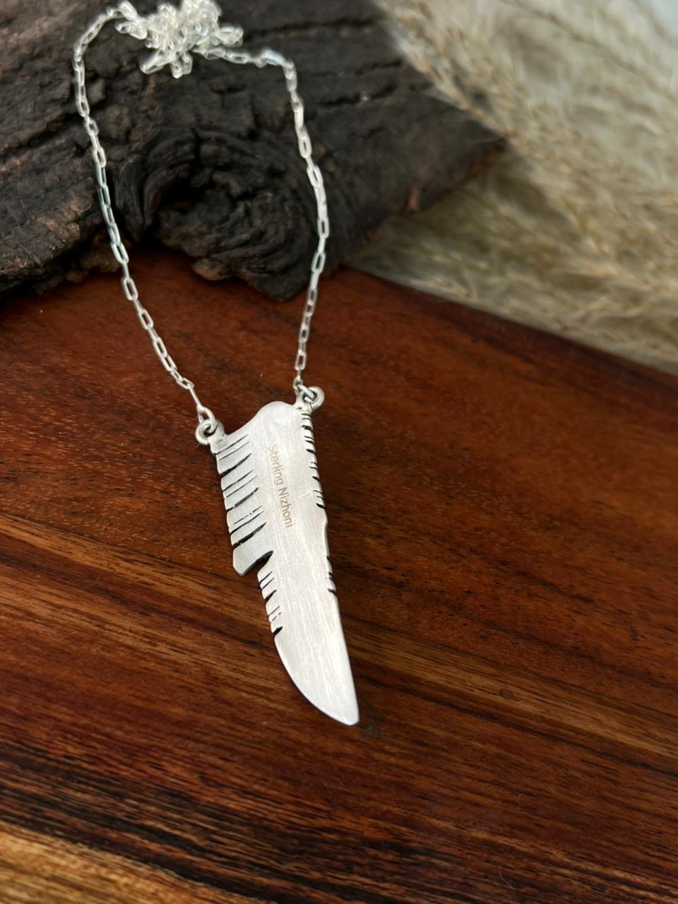 Handmade Sterling Silver Kingman Turquoise Necklace "Signed Nizhoni"