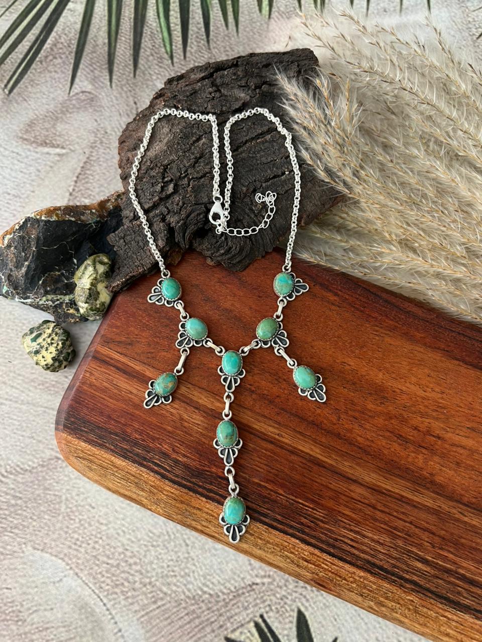Handmade Sterling Silver Kingman Turquoise Necklace "Signed Nizhoni"