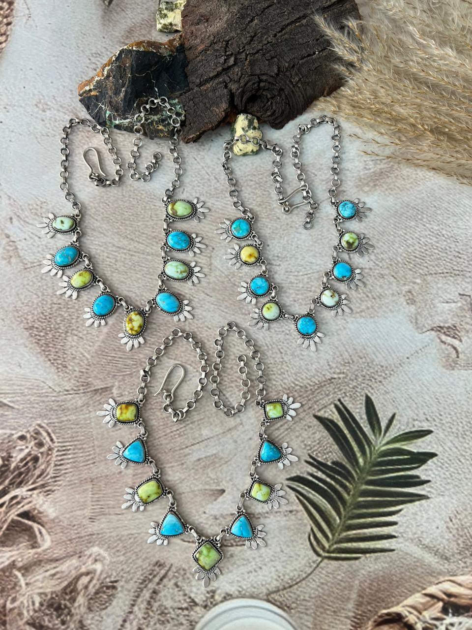 Handmade Sterling Silver Sierra Bella with Palomino Turquoise Collection: Necklace "Signed Nizhoni"