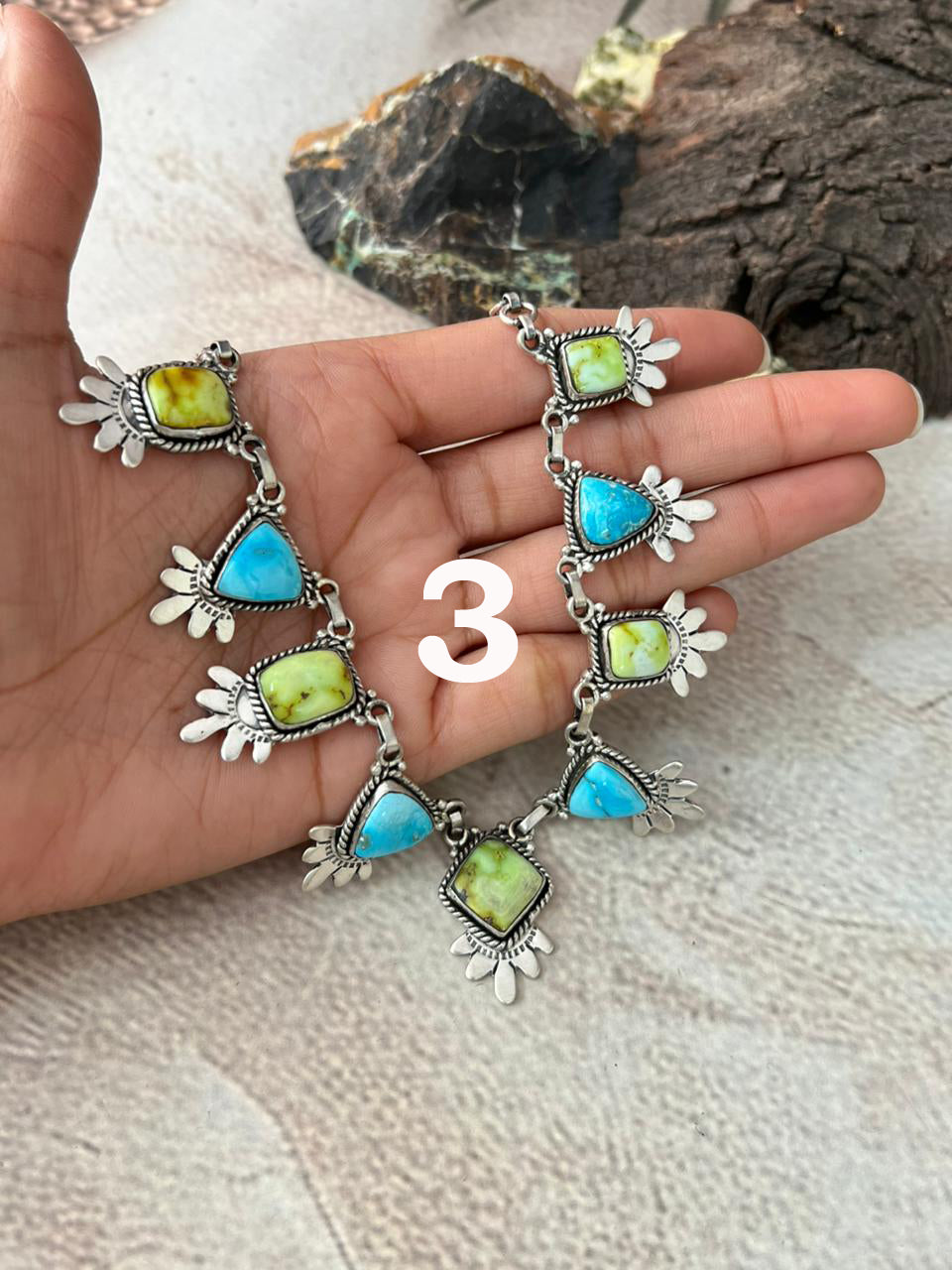 Handmade Sterling Silver Sierra Bella with Palomino Turquoise Collection: Necklace "Signed Nizhoni"