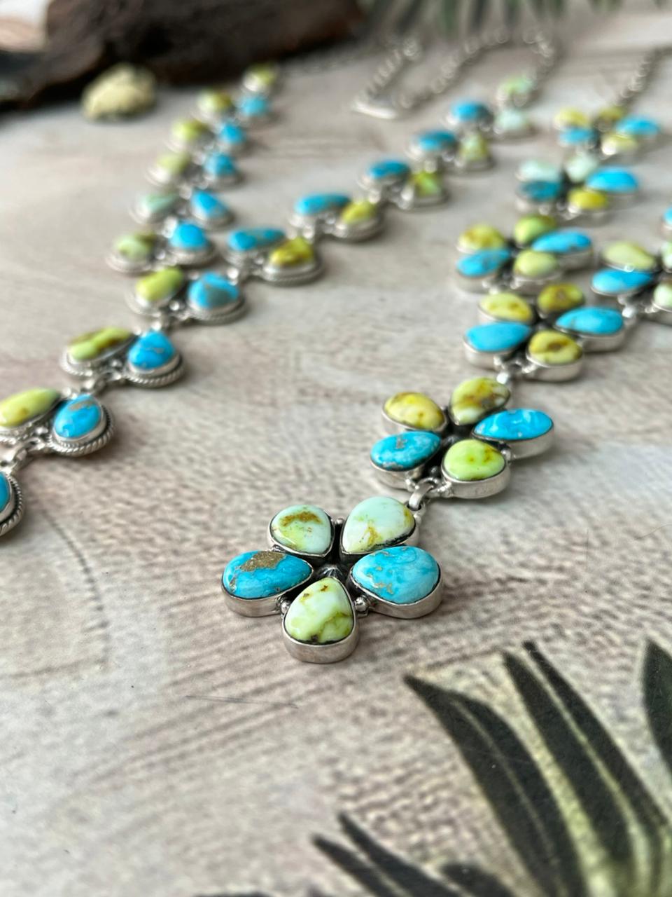 Handmade Sterling Silver Sierra Bella with Palomino Turquoise Collection: Necklace "Signed Nizhoni"