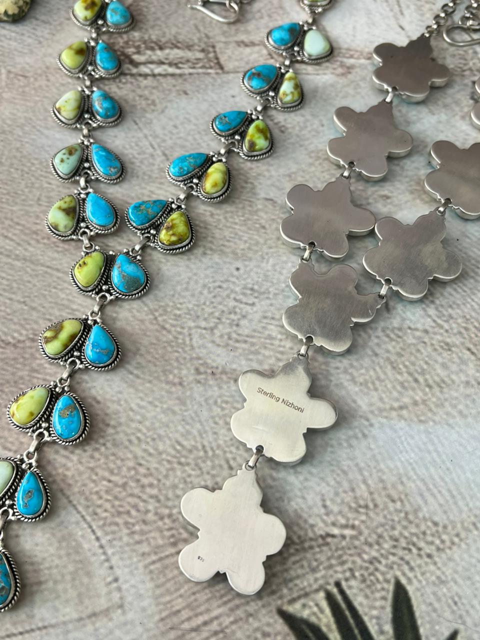 Handmade Sterling Silver Sierra Bella with Palomino Turquoise Collection: Necklace "Signed Nizhoni"