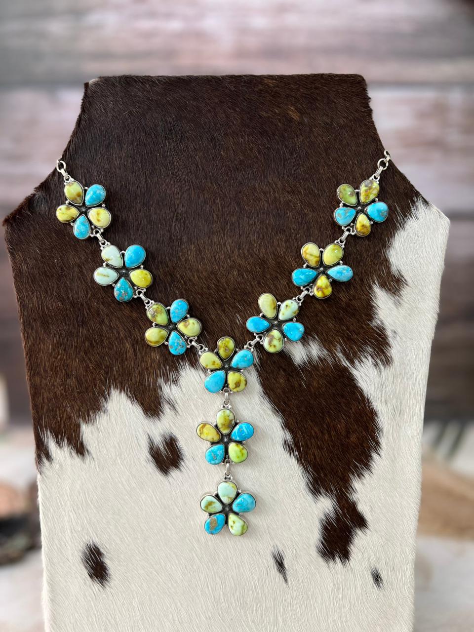 Handmade Sterling Silver Sierra Bella with Palomino Turquoise Collection: Necklace "Signed Nizhoni"