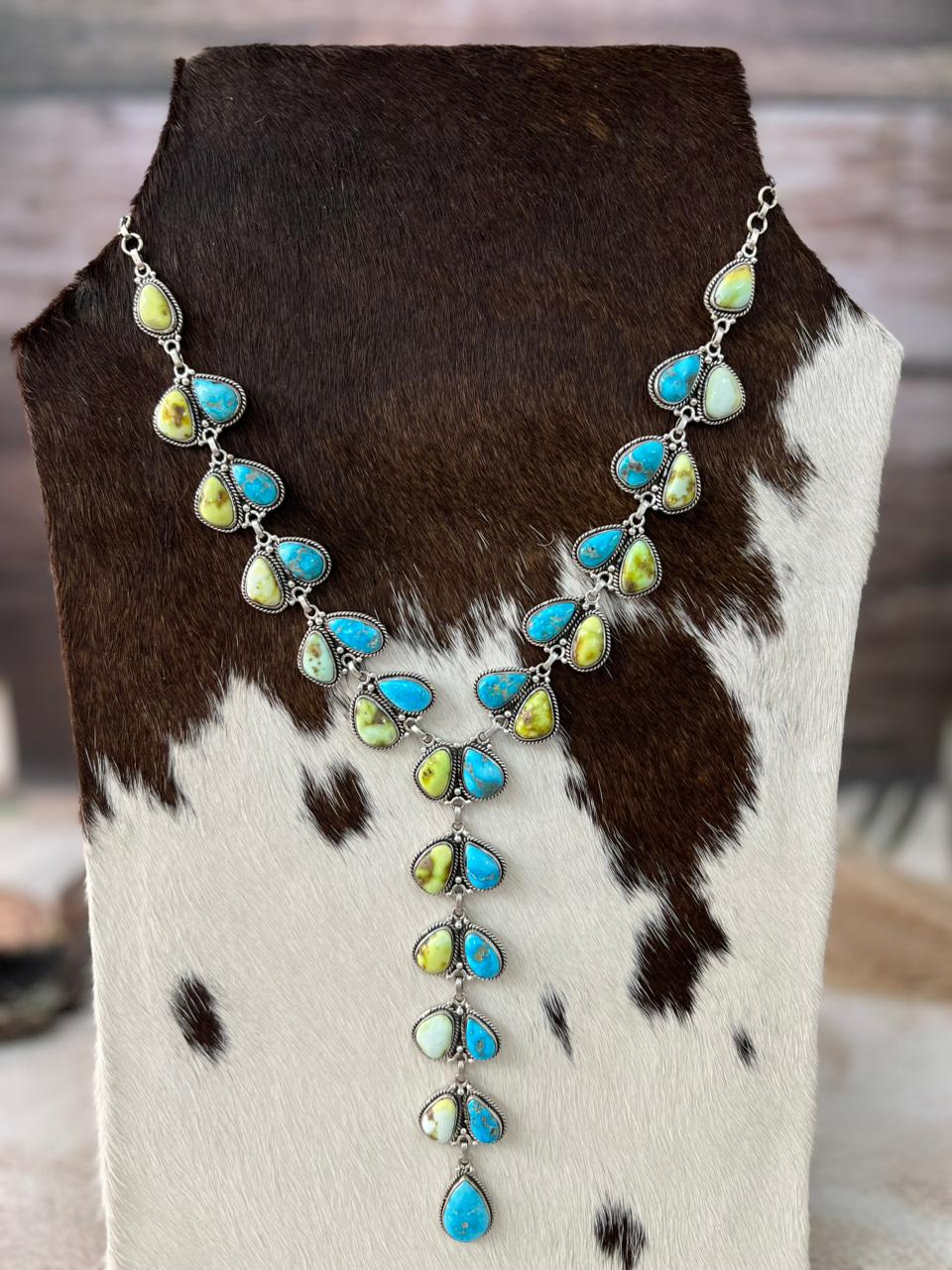 Handmade Sterling Silver Sierra Bella with Palomino Turquoise Collection: Necklace "Signed Nizhoni"
