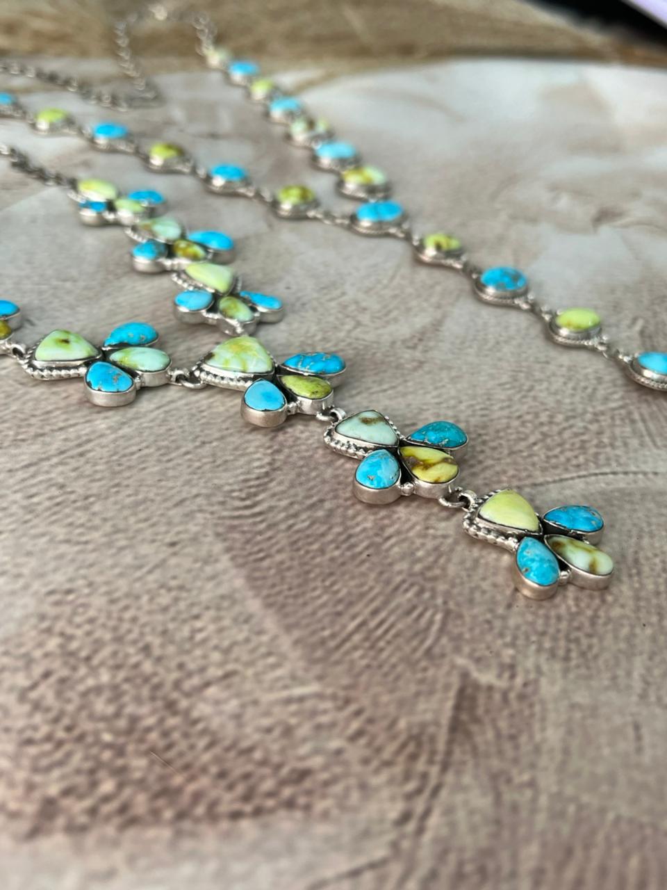 Handmade Sterling Silver Sierra Bella with Palomino Turquoise Collection: Necklace "Signed Nizhoni"