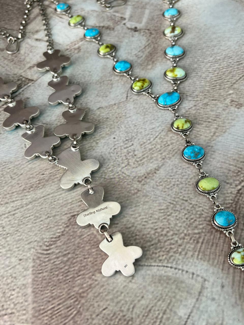Handmade Sterling Silver Sierra Bella with Palomino Turquoise Collection: Necklace "Signed Nizhoni"