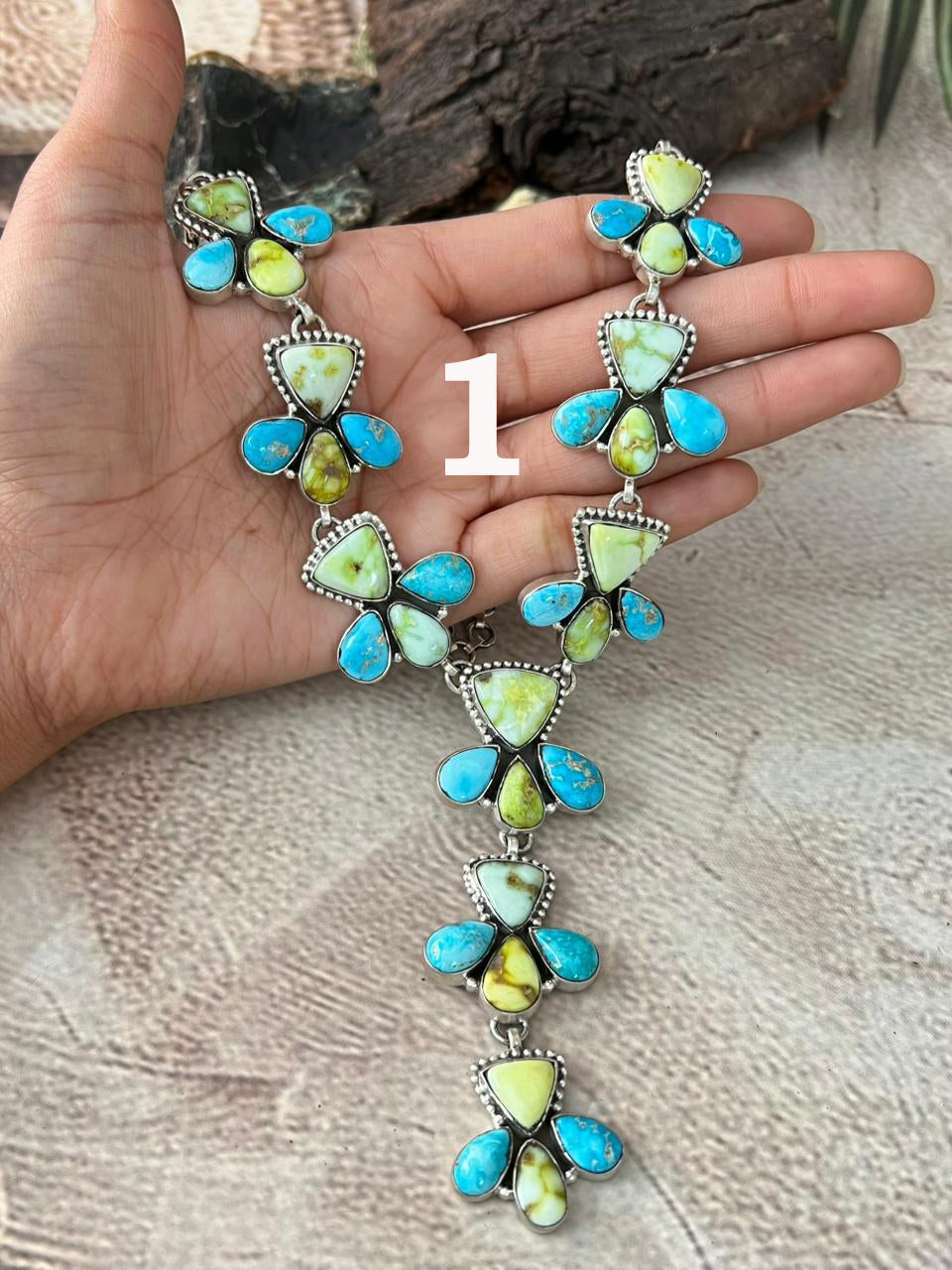 Handmade Sterling Silver Sierra Bella with Palomino Turquoise Collection: Necklace "Signed Nizhoni"