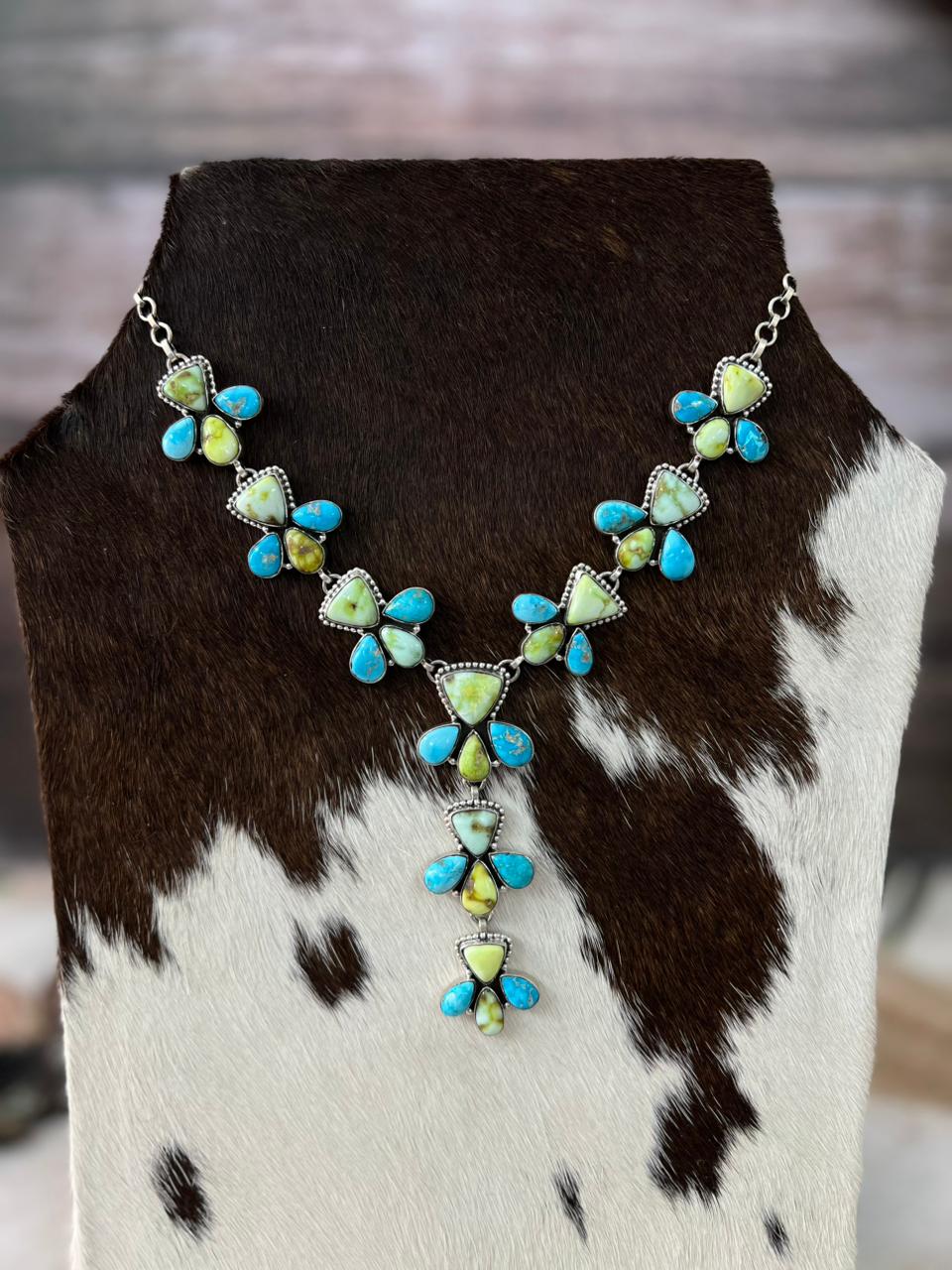 Handmade Sterling Silver Sierra Bella with Palomino Turquoise Collection: Necklace "Signed Nizhoni"