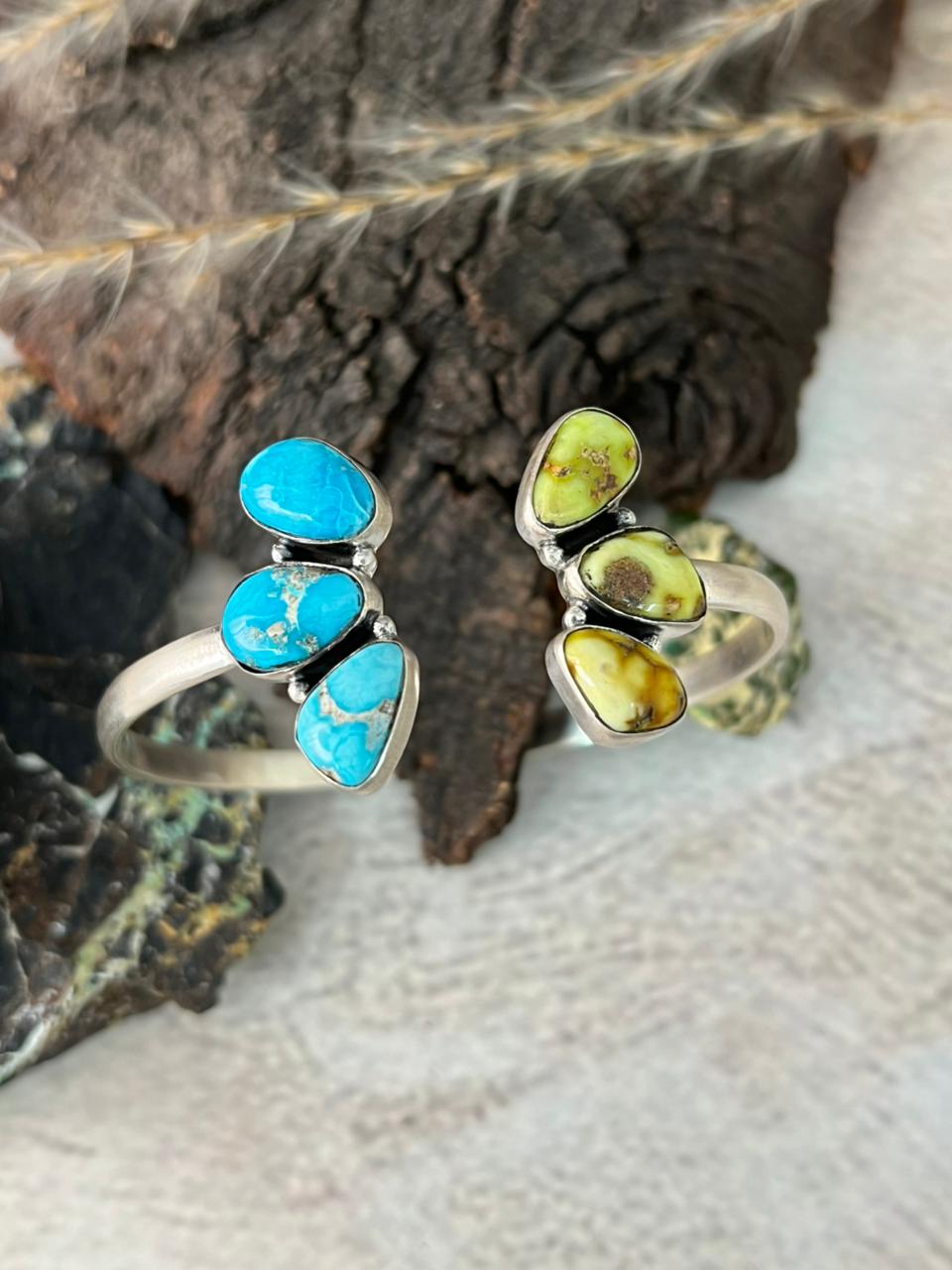 Handmade Sterling Silver Sierra Bella with Palomino Turquoise Collection: Cuff Bracelet "Signed Nizhoni"