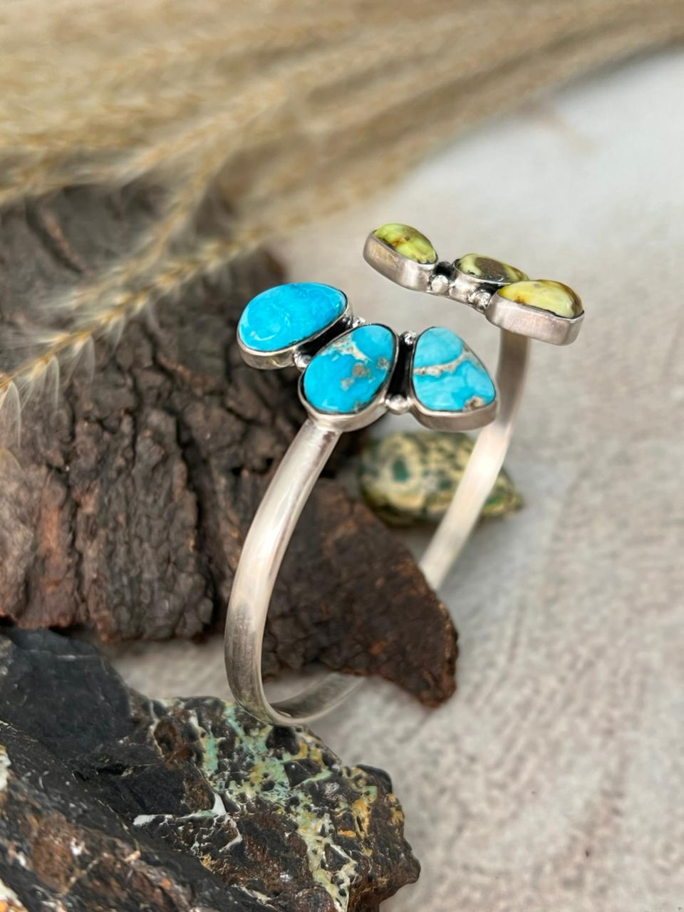 Handmade Sterling Silver Sierra Bella with Palomino Turquoise Collection: Cuff Bracelet "Signed Nizhoni"