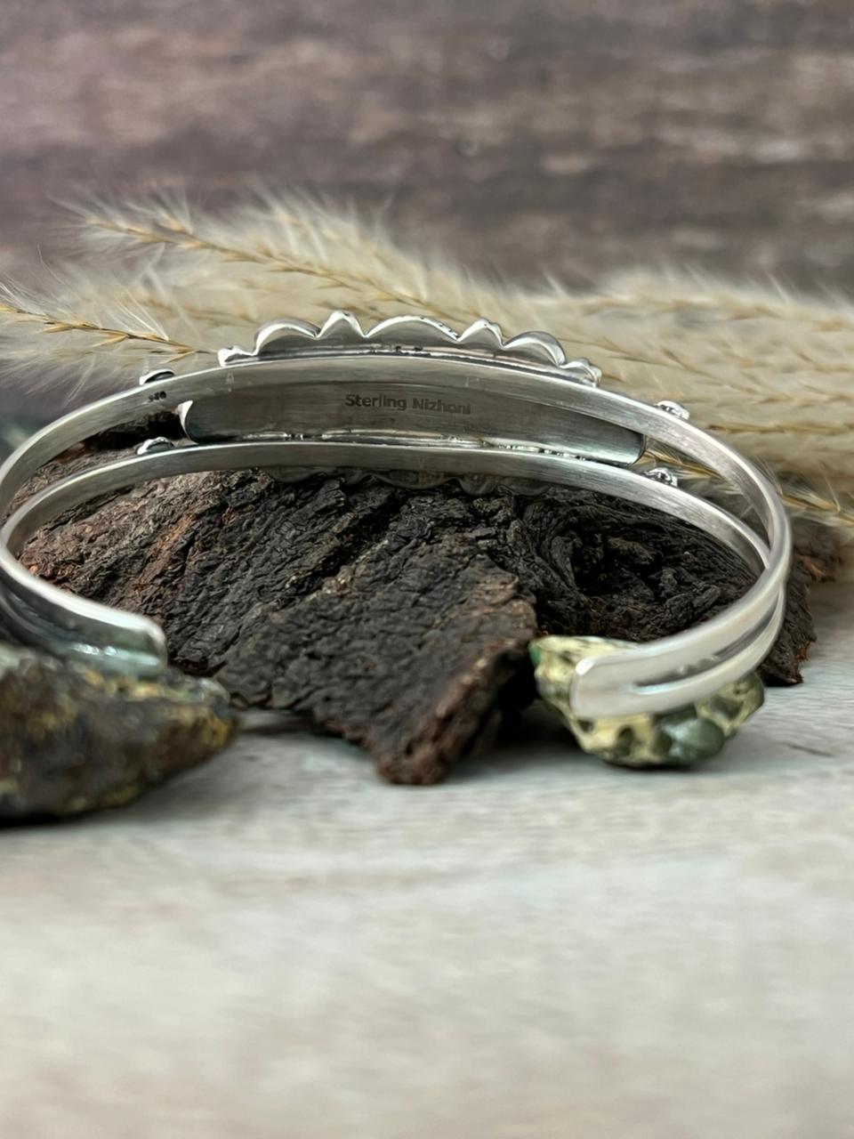 Handmade Sterling Silver Sierra Bella with Palomino Turquoise Collection: Cuff Bracelet "Signed Nizhoni"