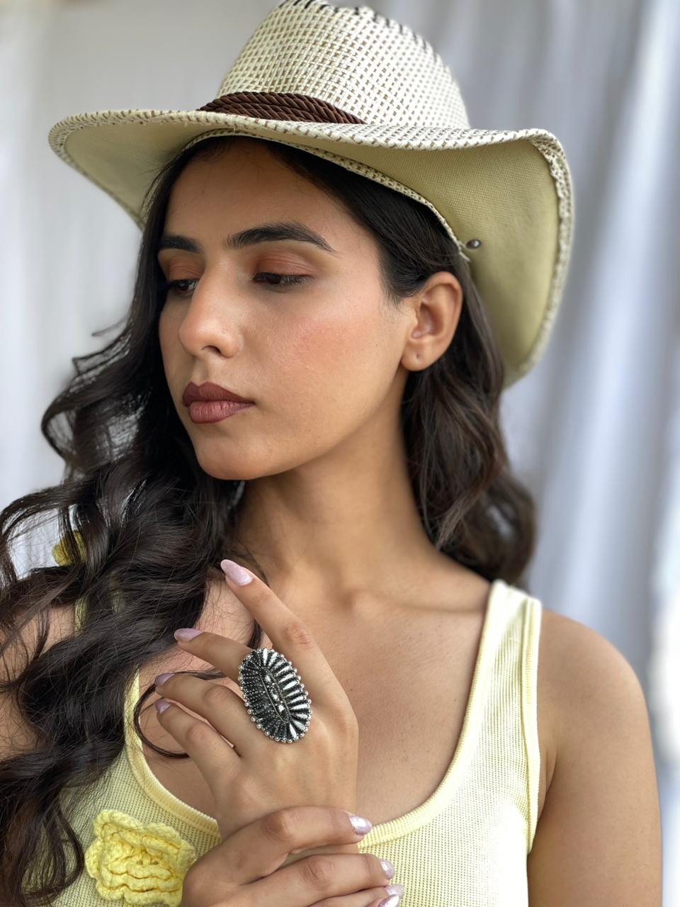 Handmade Sterling Silver White Buffalo Adjustable Ring "Signed Nizhoni"