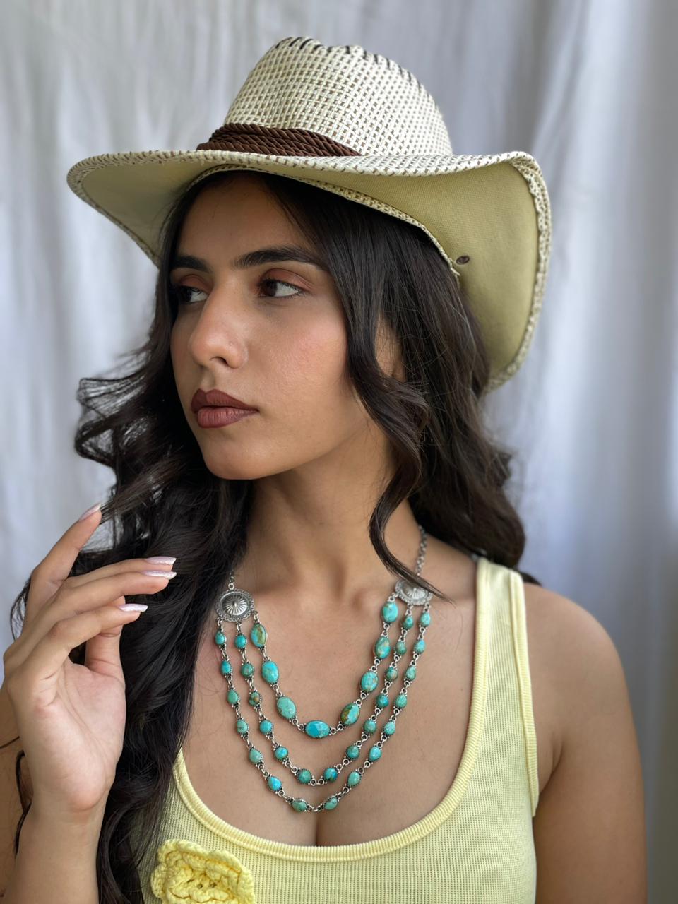 Handmade Sterling Silver Kingman Turquoise Layered Necklace "Signed Nizhoni"