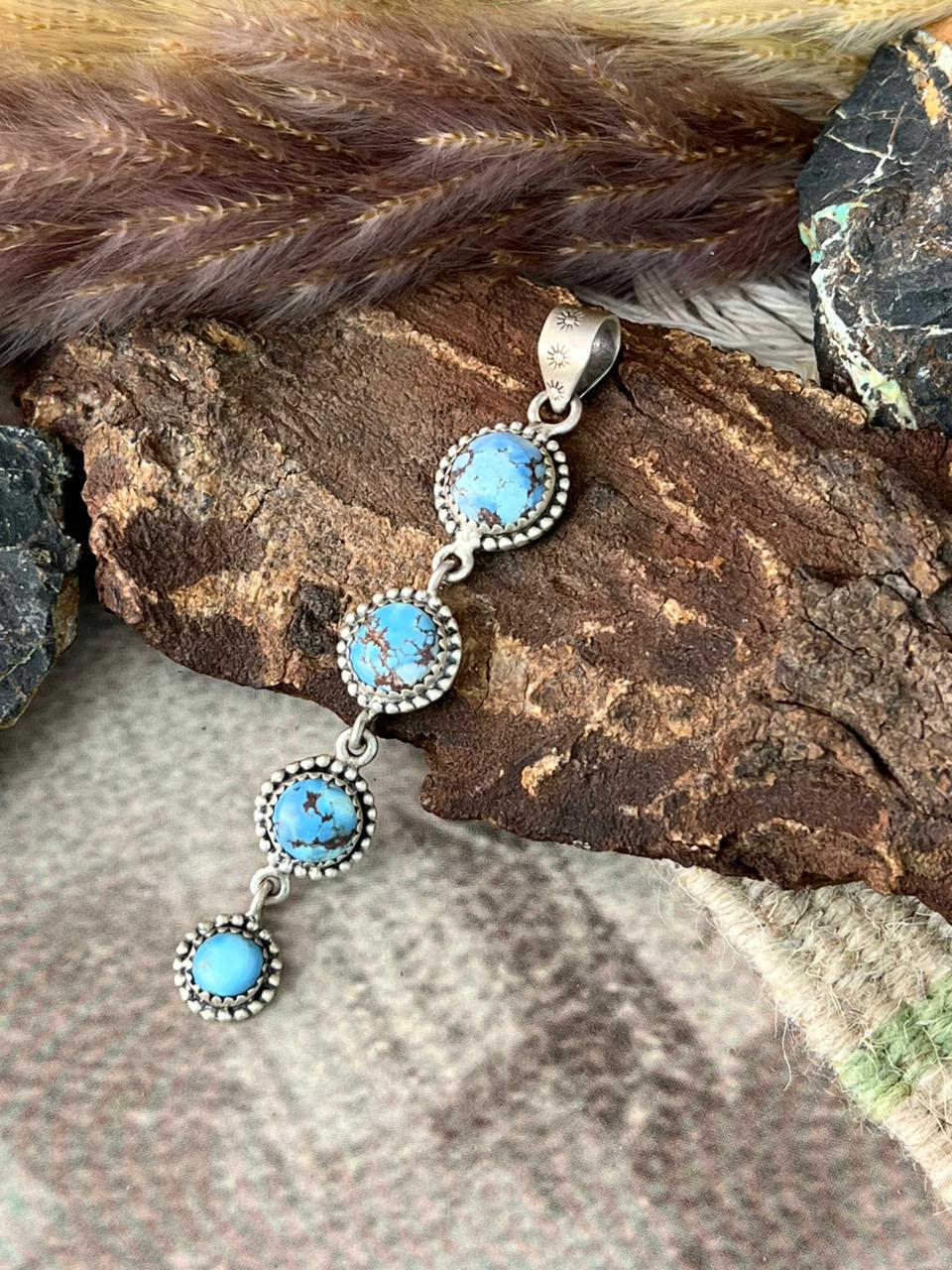Handmade Sterling Silver Golden Hills Turquoise Pendant "Signed Nizhoni"