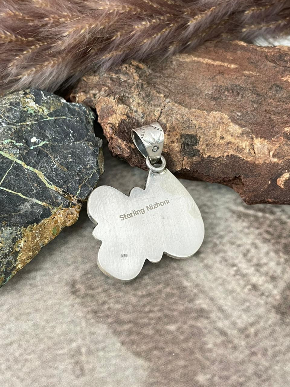 Handmade Sterling Silver Manassa Turquoise Collection: Pendant "Signed Nizhoni"