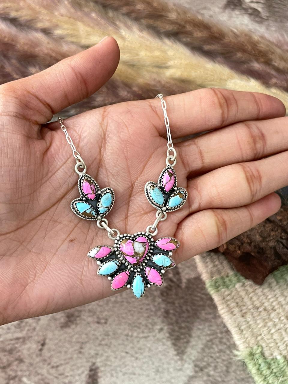 Handmade Sterling Silver Cotton Candy Necklace "Signed Nizhoni"