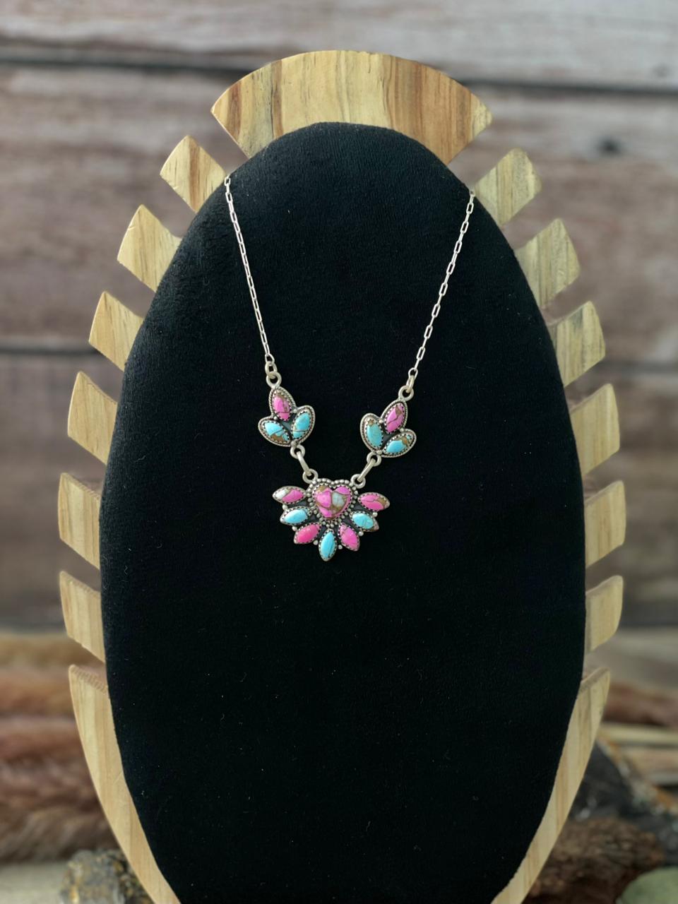 Handmade Sterling Silver Cotton Candy Necklace "Signed Nizhoni"
