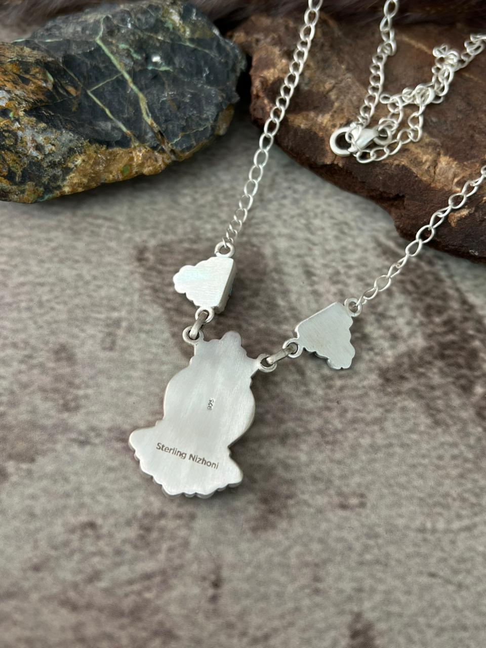 Handmade Sterling Silver Cotton Candy with Wildhorse Magnesite Necklace "Signed Nizhoni"
