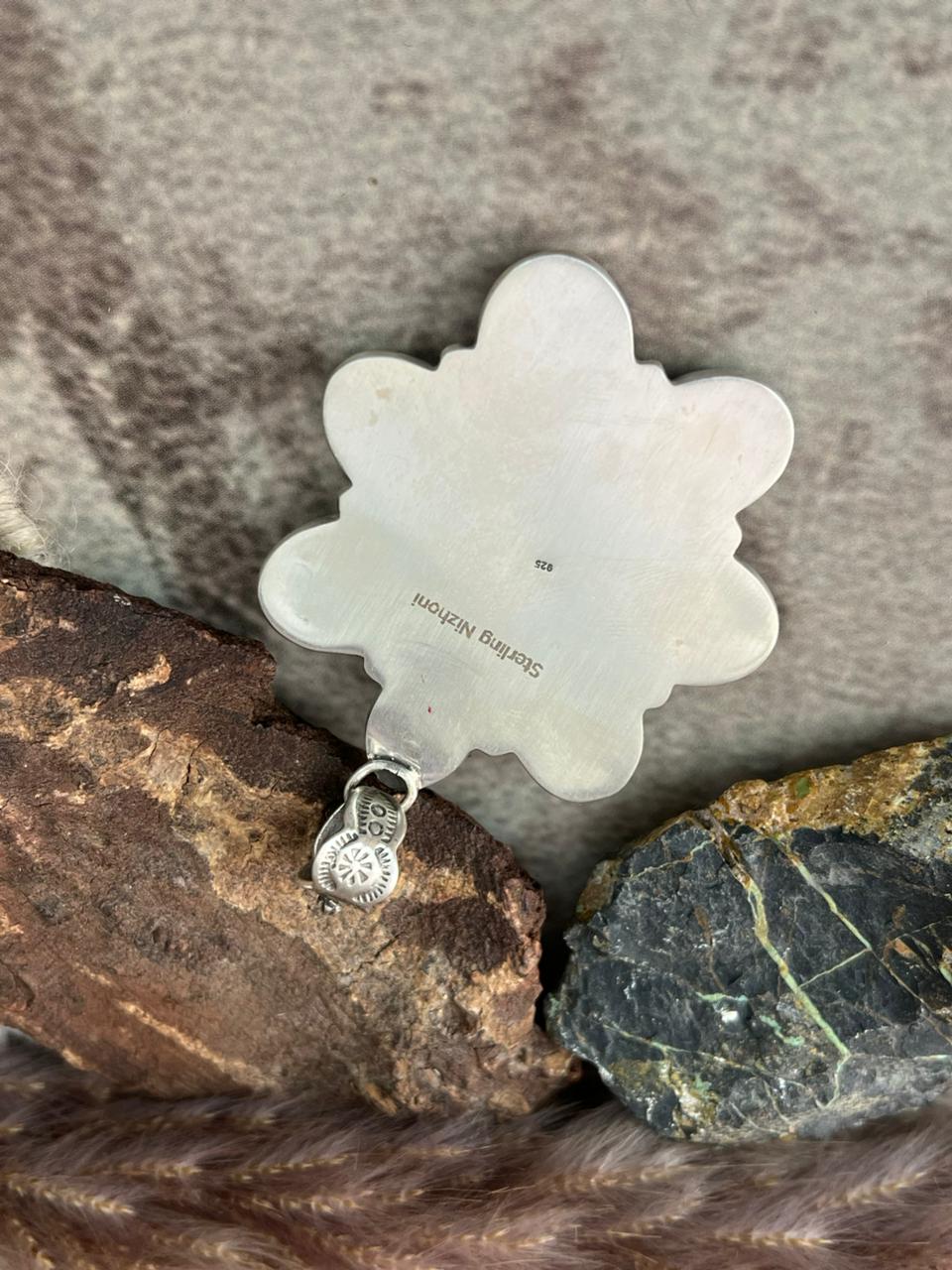 Handmade Sterling Silver Manassa Turquoise Collection: Pendant "Signed Nizhoni"