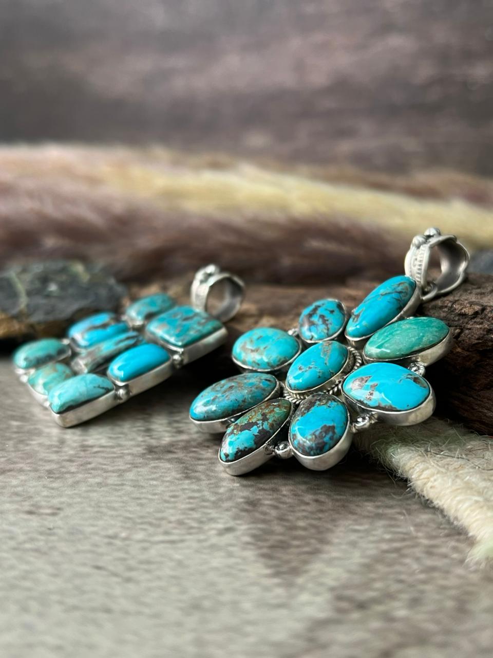 Handmade Sterling Silver Manassa Turquoise Collection: Pendant "Signed Nizhoni"