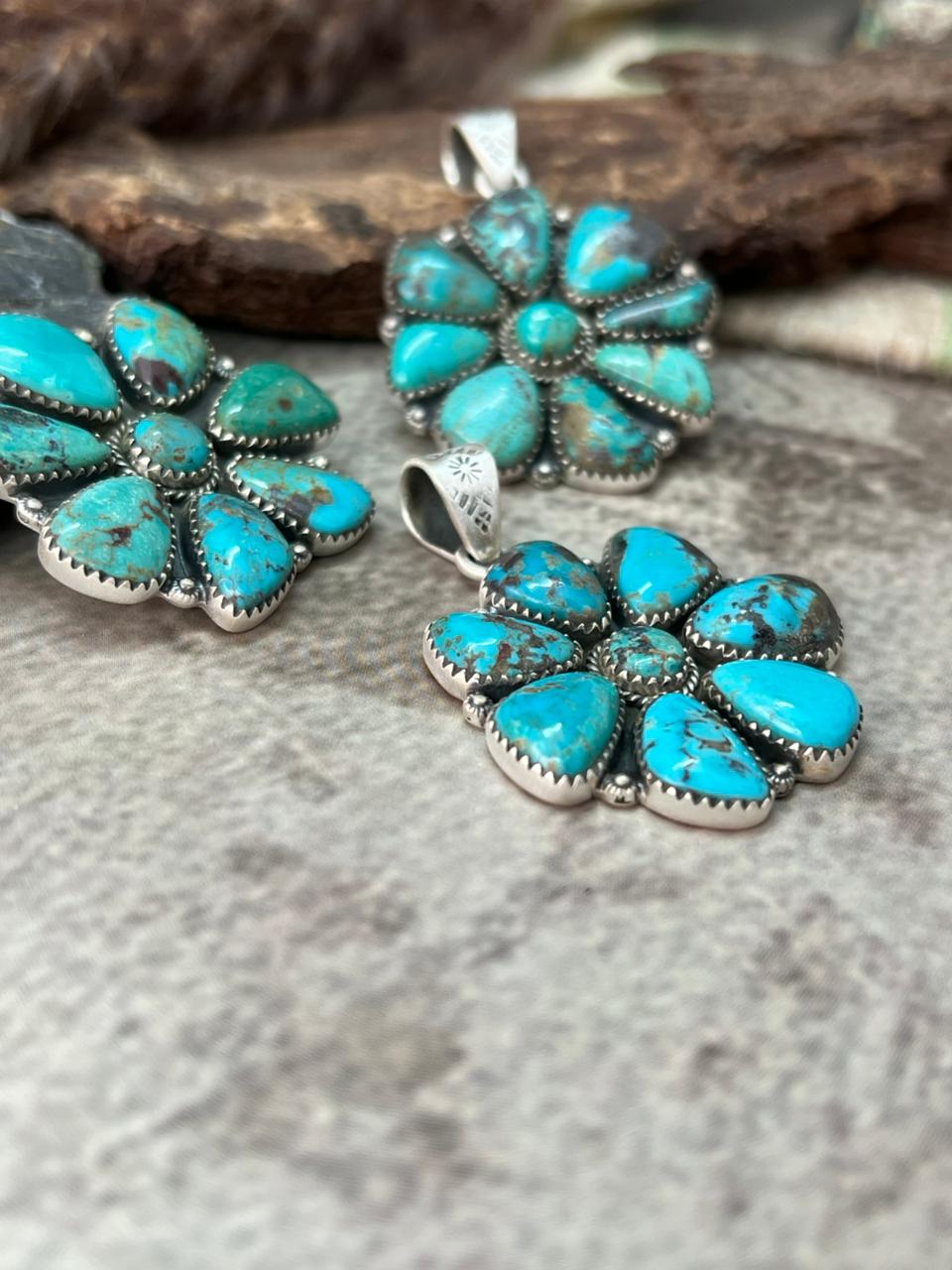 Handmade Sterling Silver Manassa Turquoise Collection: Pendant "Signed Nizhoni"