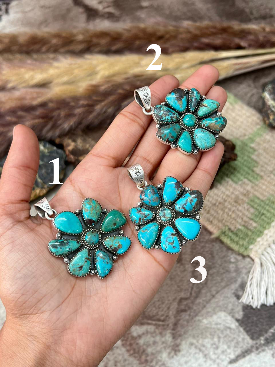 Handmade Sterling Silver Manassa Turquoise Collection: Pendant "Signed Nizhoni"
