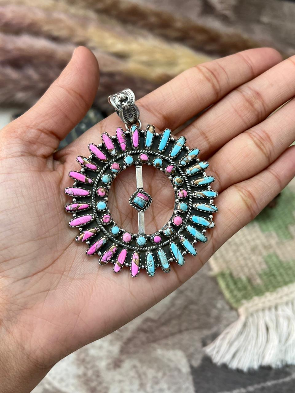 Handmade Sterling Silver Cotton Candy Pendant "Signed Nizhoni"