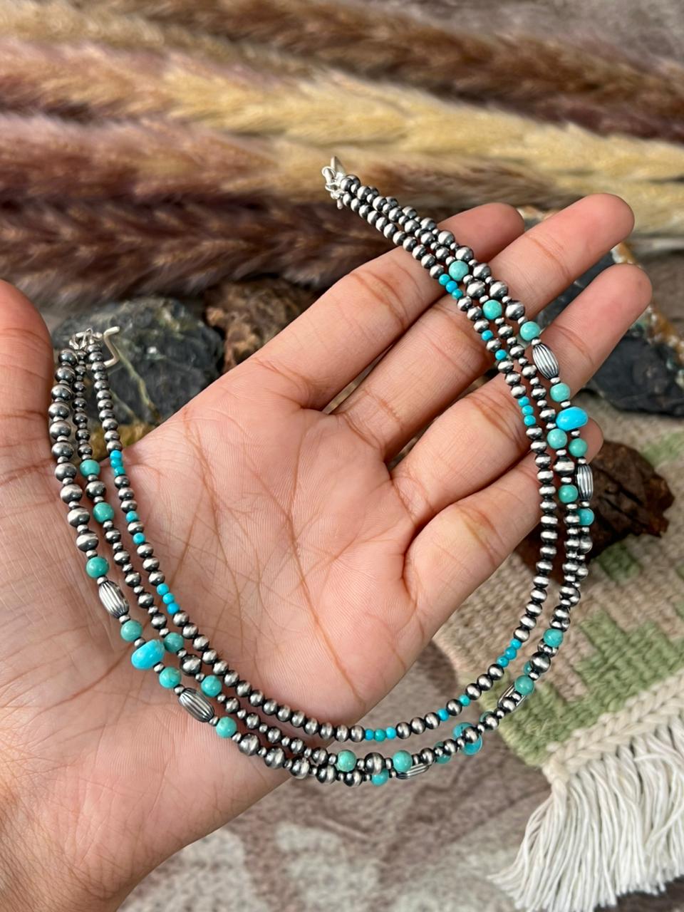 Handmade Sterling Silver Kingman Turquoise Purse Chain