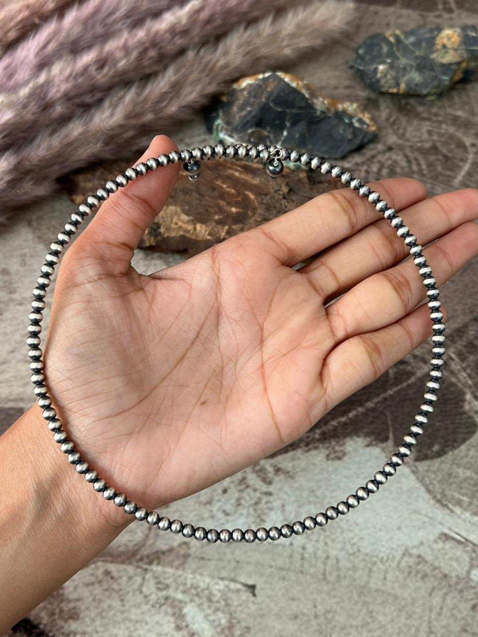 Handmade Sterling Silver Beaded Necklace