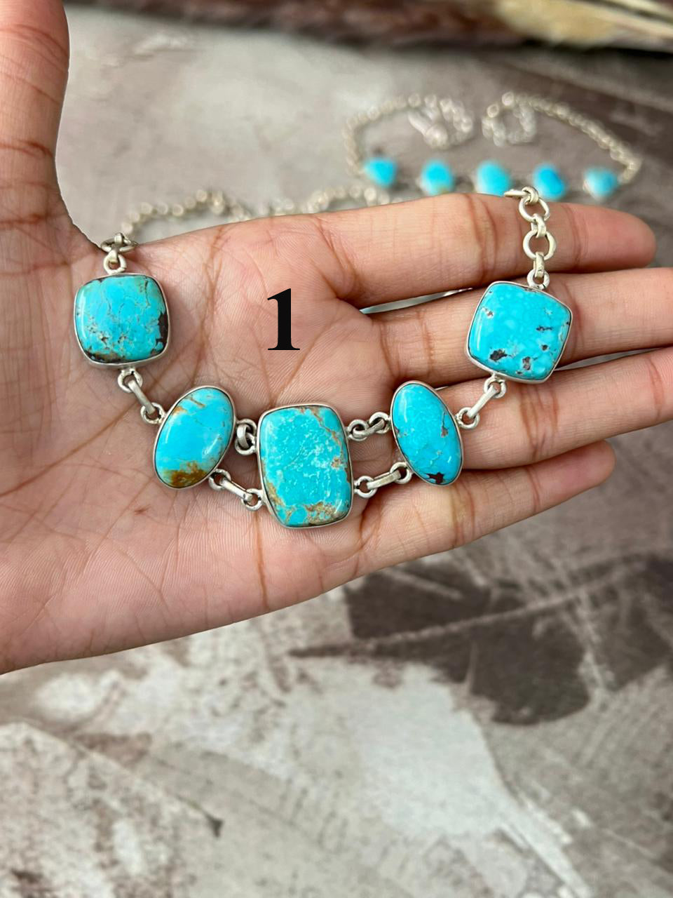 Handmade Sterling Silver Manassa Turquoise Collection: Choker Necklace "Signed Nizhoni"