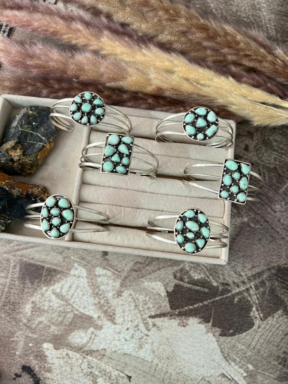 Handmade Sterling Silver Paloma Turquoise Cuff Bracelet "Signed Nizhoni"